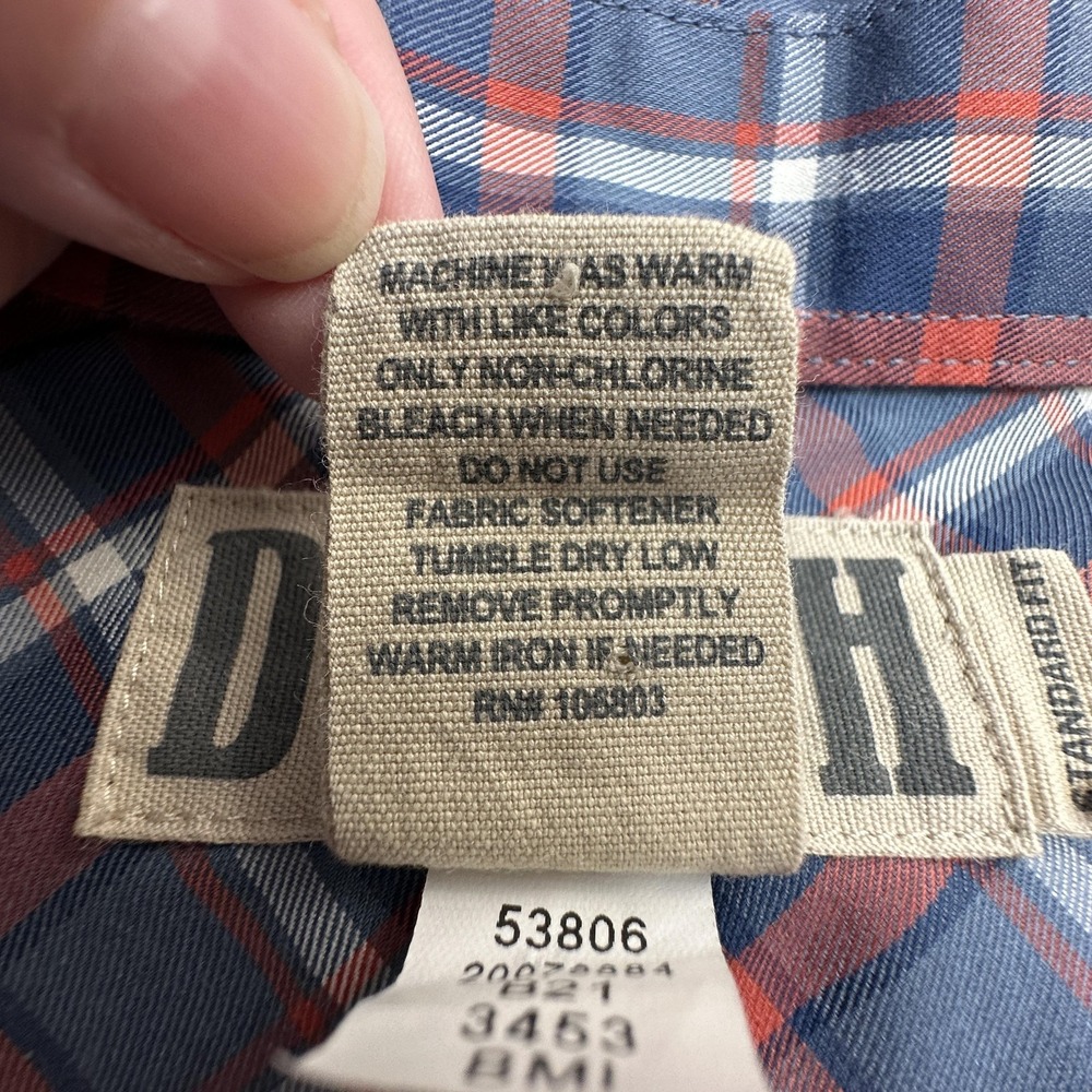 Duluth Trading Co Shirt Mens 2XL Blue Plaid Stretch Button Down Long Sleeve - Picture 7 of 11